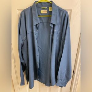 Cubavera Mens Big & Tall Blue Short Sleeve Casual Button Down Shirt Blue XXXL